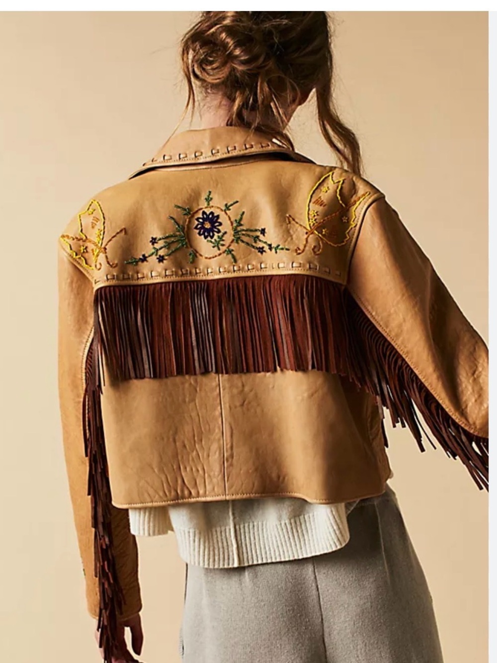 Free People Olivia Leather Fringe Jacket - Small